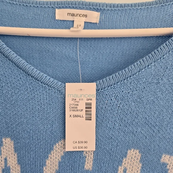 Maurices Blue V-Neck VACAY Sweater - Picture 2 of 6